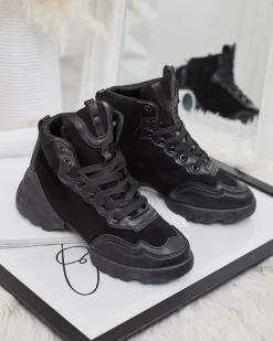 Sneakersy^Royalfashion Sportowe wysokie sneakersy damskie Bullaro czarny