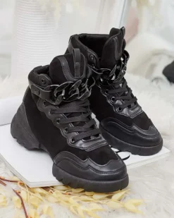 Sneakersy^Royalfashion Sportowe wysokie sneakersy damskie Bullaro czarny