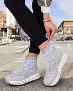 Sneakersy^Royalfashion Sportowe wysokie sneakersy damskie Lori gołębi szary