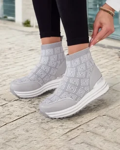 Sneakersy^Royalfashion Sportowe wysokie sneakersy damskie Lori gołębi szary