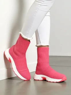 Sneakersy^Royalfashion Sportowe wysokie sneakersy damskie Leriot Fuksjowy