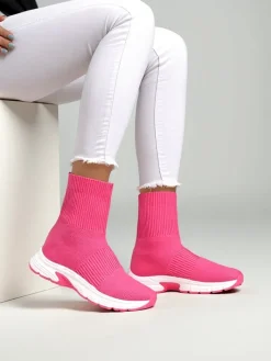 Sneakersy^Royalfashion Sportowe wysokie sneakersy damskie Leriot Fuksjowy