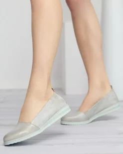 Baleriny Klasyczne^Royalfashion Srebrne baleriny damskie Asya gołębi szary