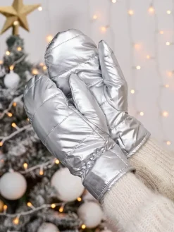 Rękawiczki^Royalfashion Srebrne rękawiczki damskie srebrny