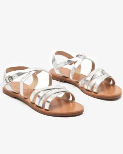 Sandały Płaskie^Royalfashion Srebrne sandałki damskie Ashmira srebrny