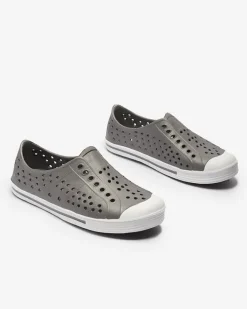 Chłopięce|Dziewczęce^Royalfashion Szare ażurowe dziecięce gumowe trampki Jiteri gołębi szary