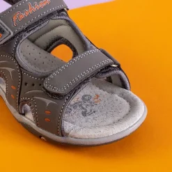 Chłopięce^Royalfashion Szare chłopięce sandały na rzepy Tores gołębi szary