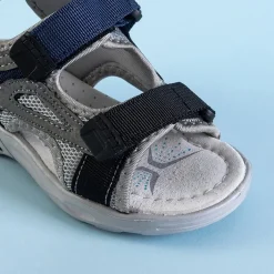 Chłopięce^Royalfashion Szare chłopięce sandały na rzepy Turbo gołębi szary