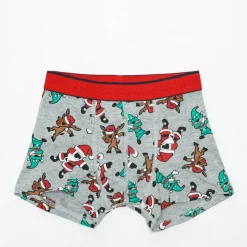 Bielizna^Royalfashion Szare chłopięce świąteczne bokserki gołębi szary