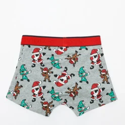 Bielizna^Royalfashion Szare chłopięce świąteczne bokserki gołębi szary