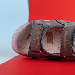 Chłopięce^Royalfashion Szare chłopięce sandały na rzepy Monekin gołębi szary