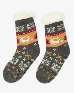 Skarpetki^Royalfashion Szare damskie skarpetki ze świątecznym wzorem