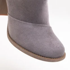 Botki Bez Ocieplenia|Botki Na Słupku^Royalfashion Szare damskie botki z wycięciami Plinara gołębi szary