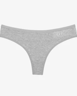 Stringi^Royalfashion Szare damskie bawełniane stringi gołębi szary