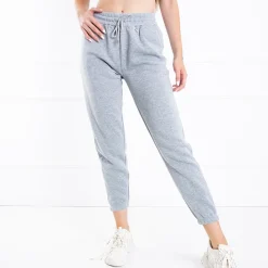 Spodnie Dresowe^Royalfashion Szare damskie spodnie dresowe z lampasami Jasny szary