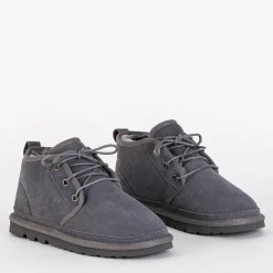 Chłopięce|Dziewczęce^Royalfashion Szare dziecięce krótkie sznurowane śniegowce Tibilis gołębi szary