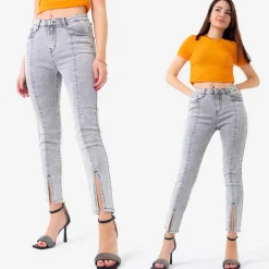 Jeansy^Royalfashion Szare jeansy damskie typu rurki