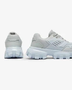 Sportowe^Royalfashion Szaro- niebieskie tkaninowe sportowe sneakersy męskie Lamkim Ecru