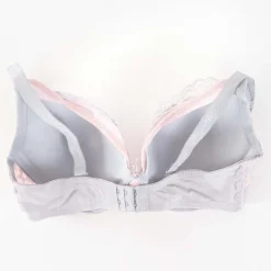 Codzienne^Royalfashion Szaro- biustonosz z koronką różowy