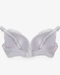 Codzienne^Royalfashion Szaro-różowy koronkowy biustonosz damski gołębi szary