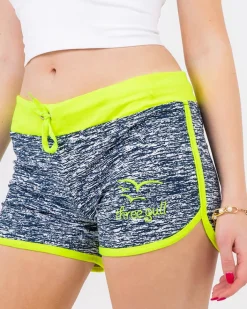 Krótkie Spodenki^Royalfashion Szaro-żółte neonowe damskie sportowe krótkie spodenki żółty