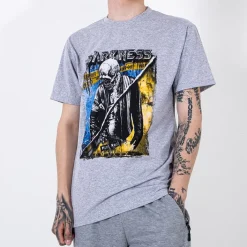 Bluzki^Royalfashion Szary bawełniany męski t-shirt z printem gołębi szary