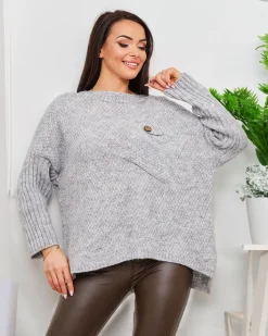 Swetry^Royalfashion Szary damski sweter gołębi szary