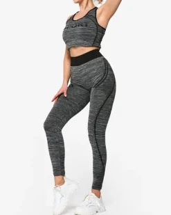 Legginsy / Tregginsy|Komplety Damskie^Royalfashion Szary damski komplet sportowy z mi wstawkami czarny