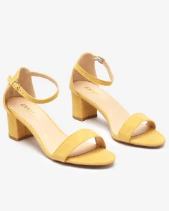 Buty Na Wielkie Wyjście|Sandały Na Słupku^Royalfashion Żółte damskie sandały na słupku Nelino żółty