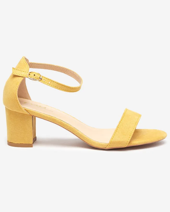 Buty Na Wielkie Wyjście|Sandały Na Słupku^Royalfashion Żółte damskie sandały na słupku Nelino żółty