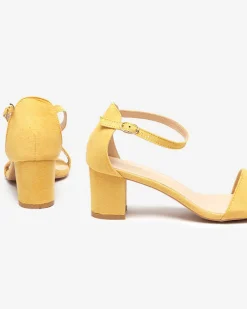 Buty Na Wielkie Wyjście|Sandały Na Słupku^Royalfashion Żółte damskie sandały na słupku Nelino żółty