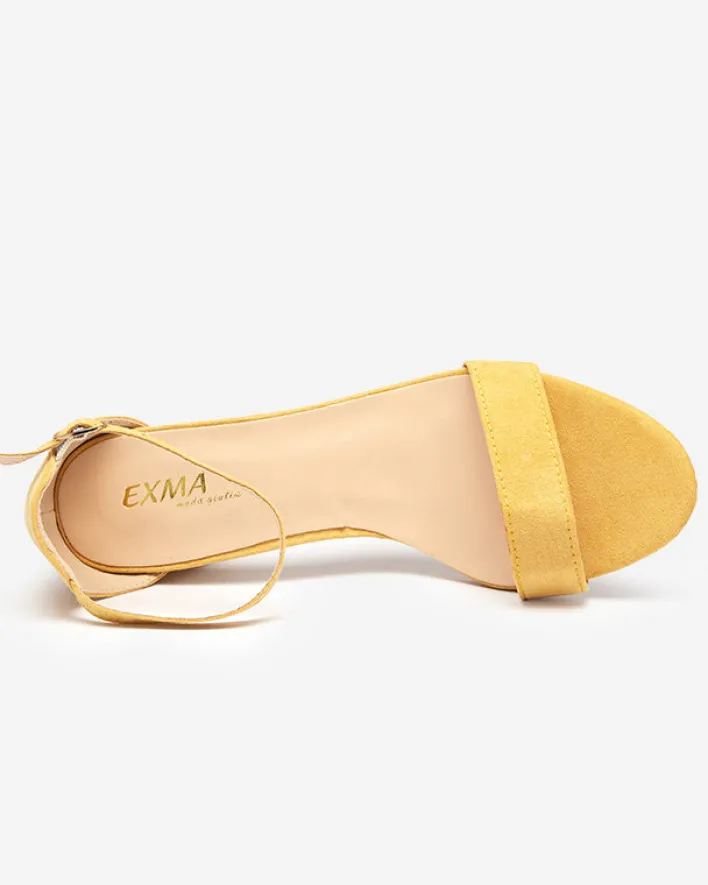 Buty Na Wielkie Wyjście|Sandały Na Słupku^Royalfashion Żółte damskie sandały na słupku Nelino żółty