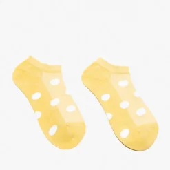 Skarpetki^Royalfashion Żółte damskie skarpetki stopki w kropki