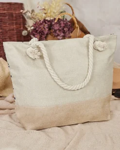 Torebki Shoppers|Torby Plażowe^Royalfashion Tkaninowa torba w wakacyjny wzór na ramię beżowy
