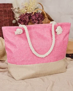 Torebki Shoppers|Torby Plażowe^Royalfashion Tkaninowa torba w wakacyjny wzór na ramię różowy