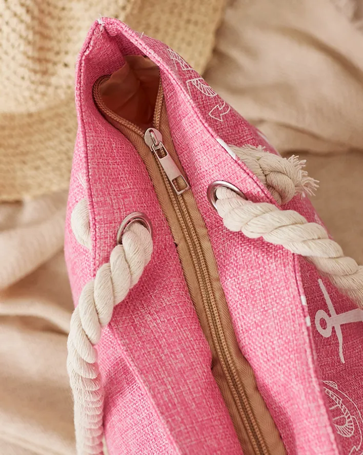 Torebki Shoppers|Torby Plażowe^Royalfashion Tkaninowa torba w wakacyjny wzór na ramię różowy