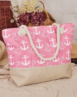 Torebki Shoppers|Torby Plażowe^Royalfashion Tkaninowa torba w wakacyjny wzór na ramię różowy
