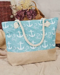 Torebki Shoppers|Torby Plażowe^Royalfashion Tkaninowa torba w wakacyjny wzór na ramię mięta