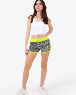 Krótkie Spodenki^Royalfashion Żółto-czarne neonowe damskie sportowe krótkie spodenki czarny