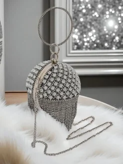 Małe Torebki^Royalfashion Torebka damska kula z cyrkoniami Velora Bloom srebrny