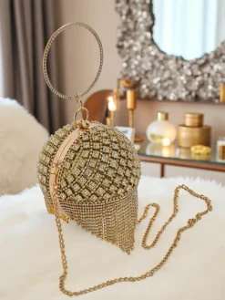 Małe Torebki^Royalfashion Torebka damska kula z cyrkoniami Velora Bloom złoty