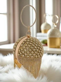 Małe Torebki^Royalfashion Torebka damska kula z cyrkoniami Velora Bloom złoty