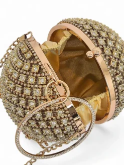 Małe Torebki^Royalfashion Torebka damska kula z cyrkoniami Velora Bloom złoty