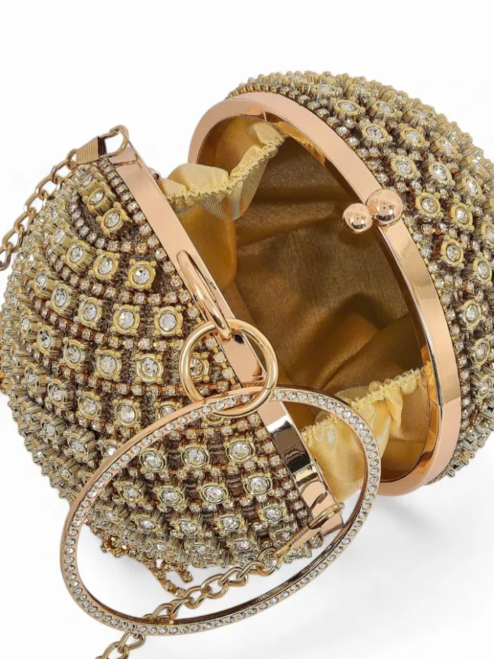 Małe Torebki^Royalfashion Torebka damska kula z cyrkoniami Velora Bloom złoty