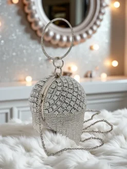 Małe Torebki^Royalfashion Torebka damska kula z cyrkoniami Velora Bloom czarny