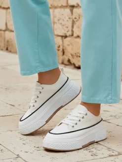 Ugc|Trampki^Royalfashion Trampki damskie na platformie Beemes beżowy