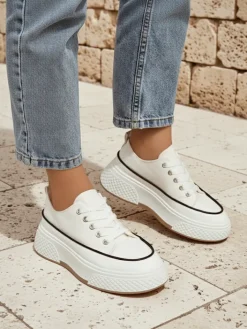 Ugc|Trampki^Royalfashion Trampki damskie na platformie Beemes biały