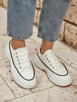 Ugc|Trampki^Royalfashion Trampki damskie na platformie Beemes biały