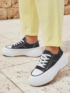 Ugc|Trampki^Royalfashion Trampki damskie na platformie Beemes czarny