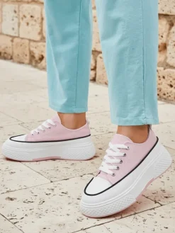 Ugc|Trampki^Royalfashion Trampki damskie na platformie Beemes różowy